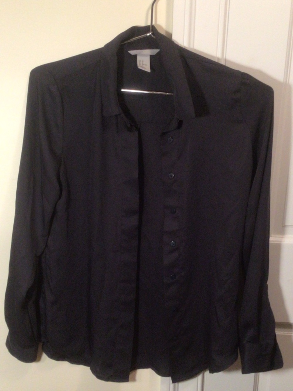 H&M Women's Dark Blue Blouse - Sleek Button Front